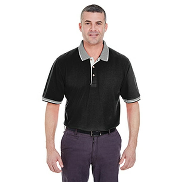 UltraClub Mens Color-Body Pique Stripe Trim Polo Shirt 